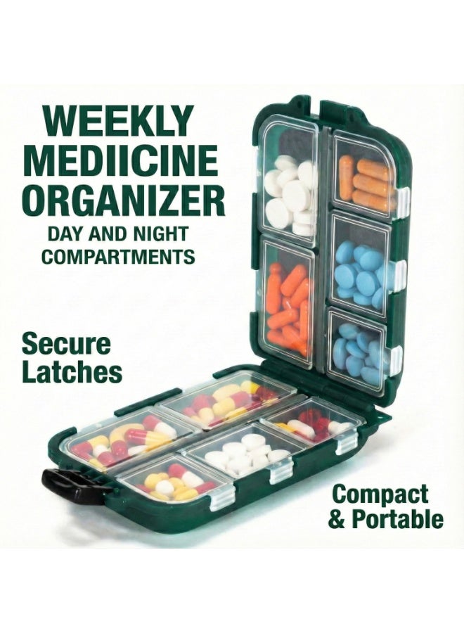 LA LUSH Portable Pills Box Organizer Medicine Storage Box Double Layer 10 Grids Tablet Organiser to Hold Vitamins Cod Liver Oil Supplements and Medication for Travel Work. - Image 3